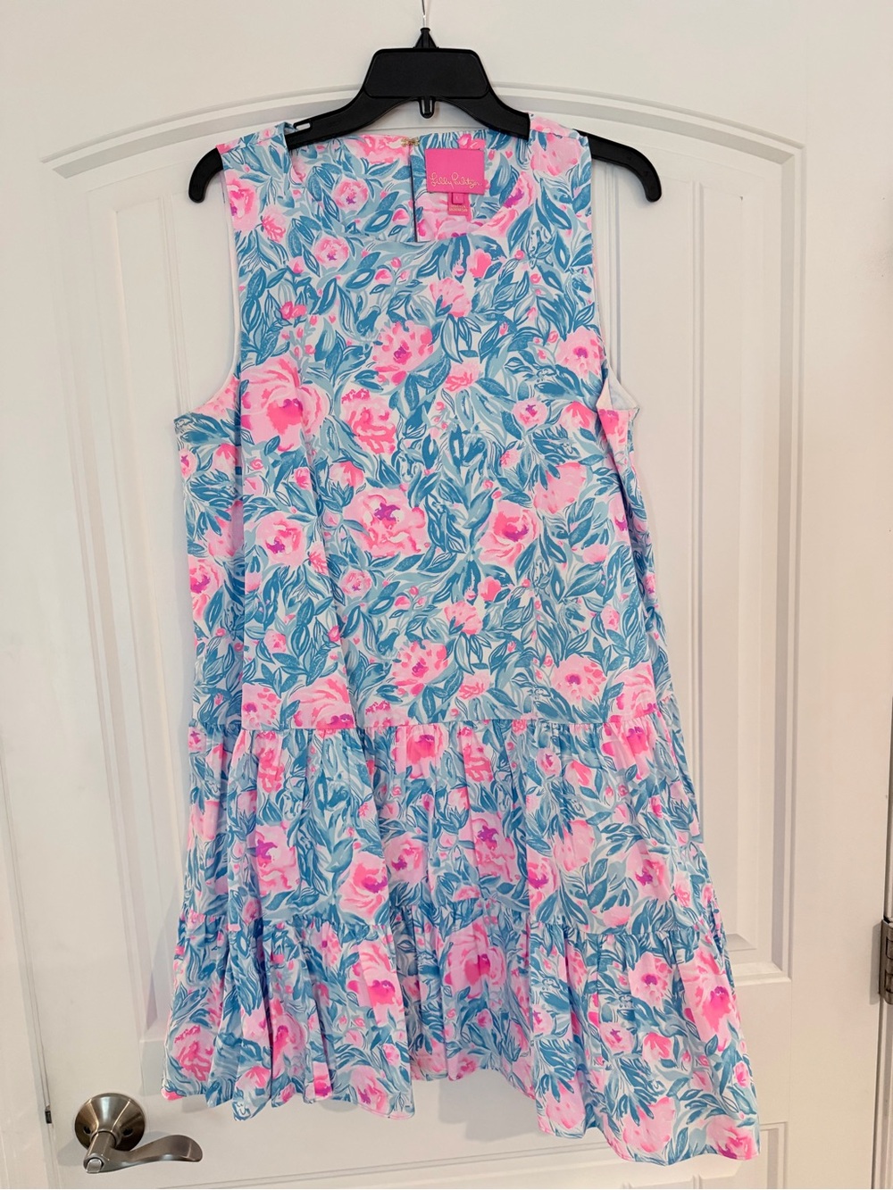 Lilly Pulitzer Pink & Blue Floral Tiered Sleeveless Dress